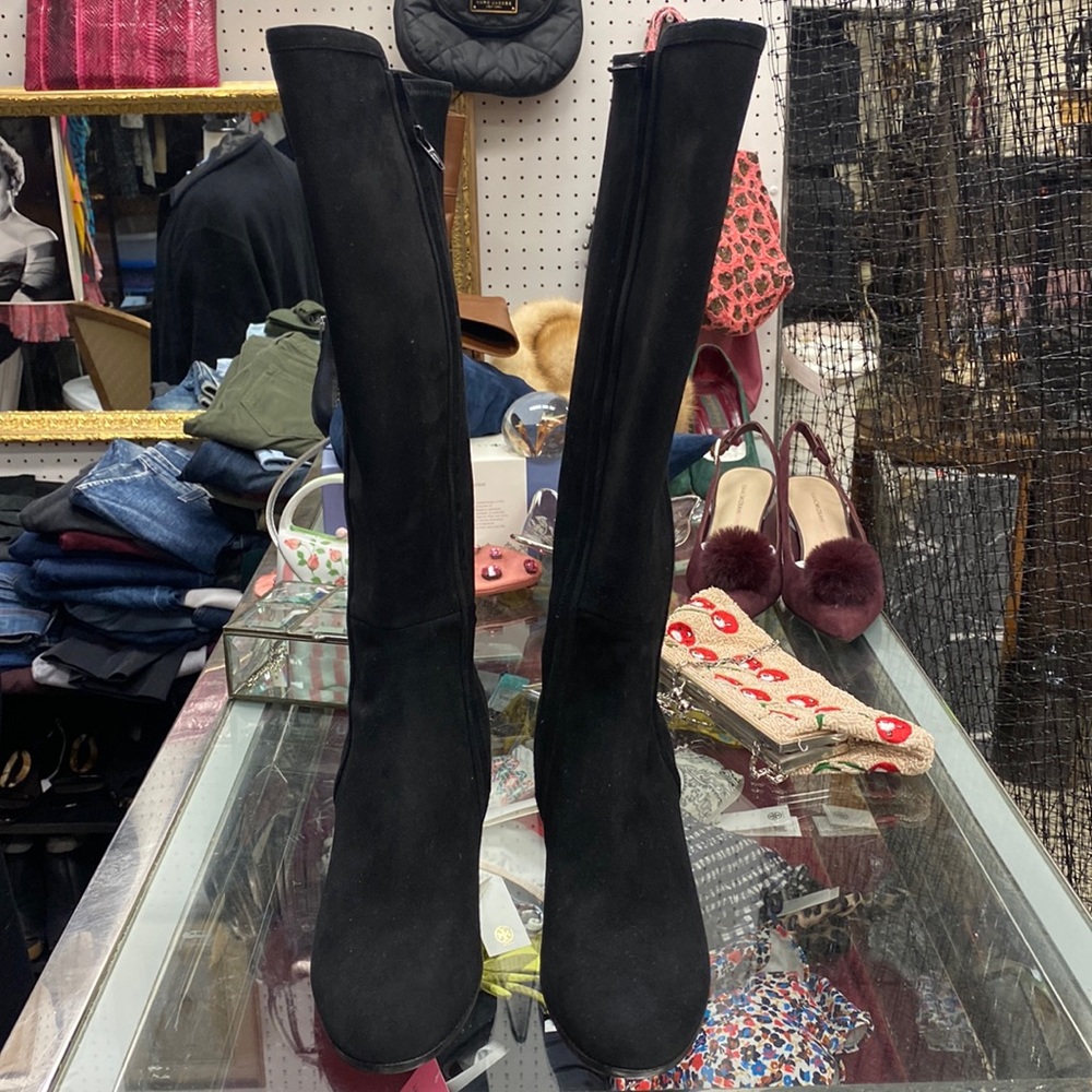 Truman’s Of Europe Black Nubuck Knee High Heeled Boots - Sz 41 - 9.5 US